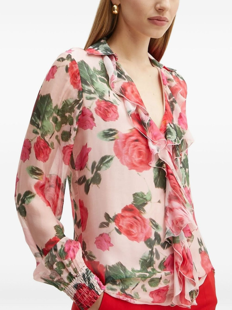 rose-print ruffled blouse 3