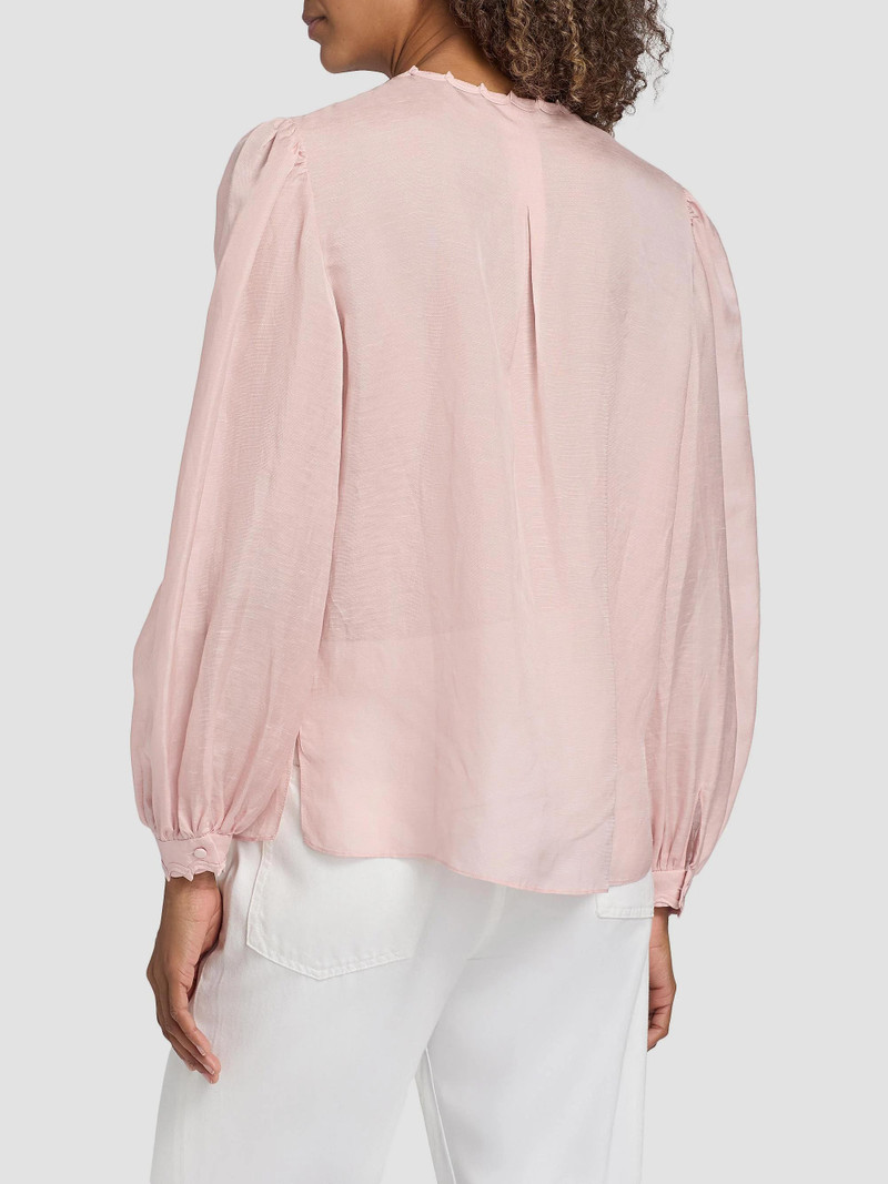 Women's Harlow Linen-Blend Tieneck Blouse - Ballerina Pink 5
