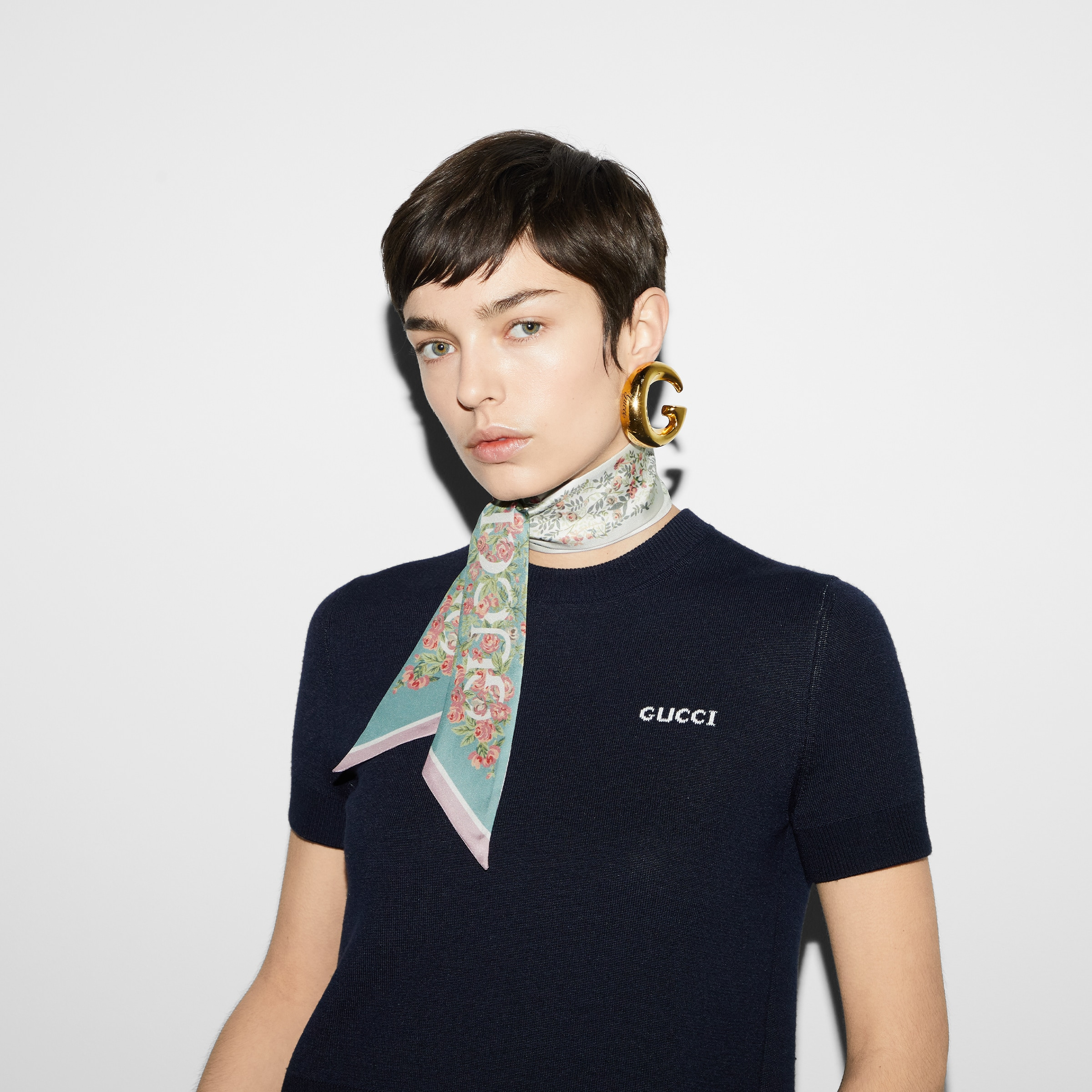 Gucci floral print silk neck bow - 3