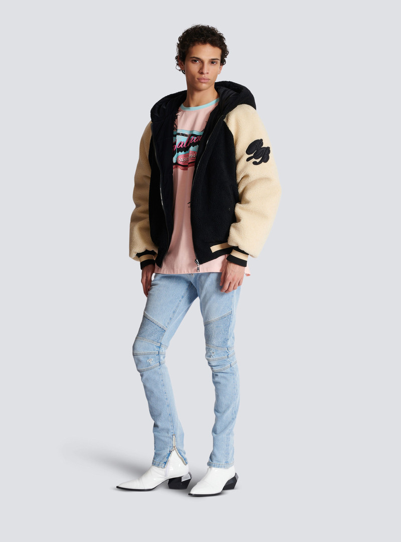 Balmain Reversible varsity-style puffer jacket with hood outlook