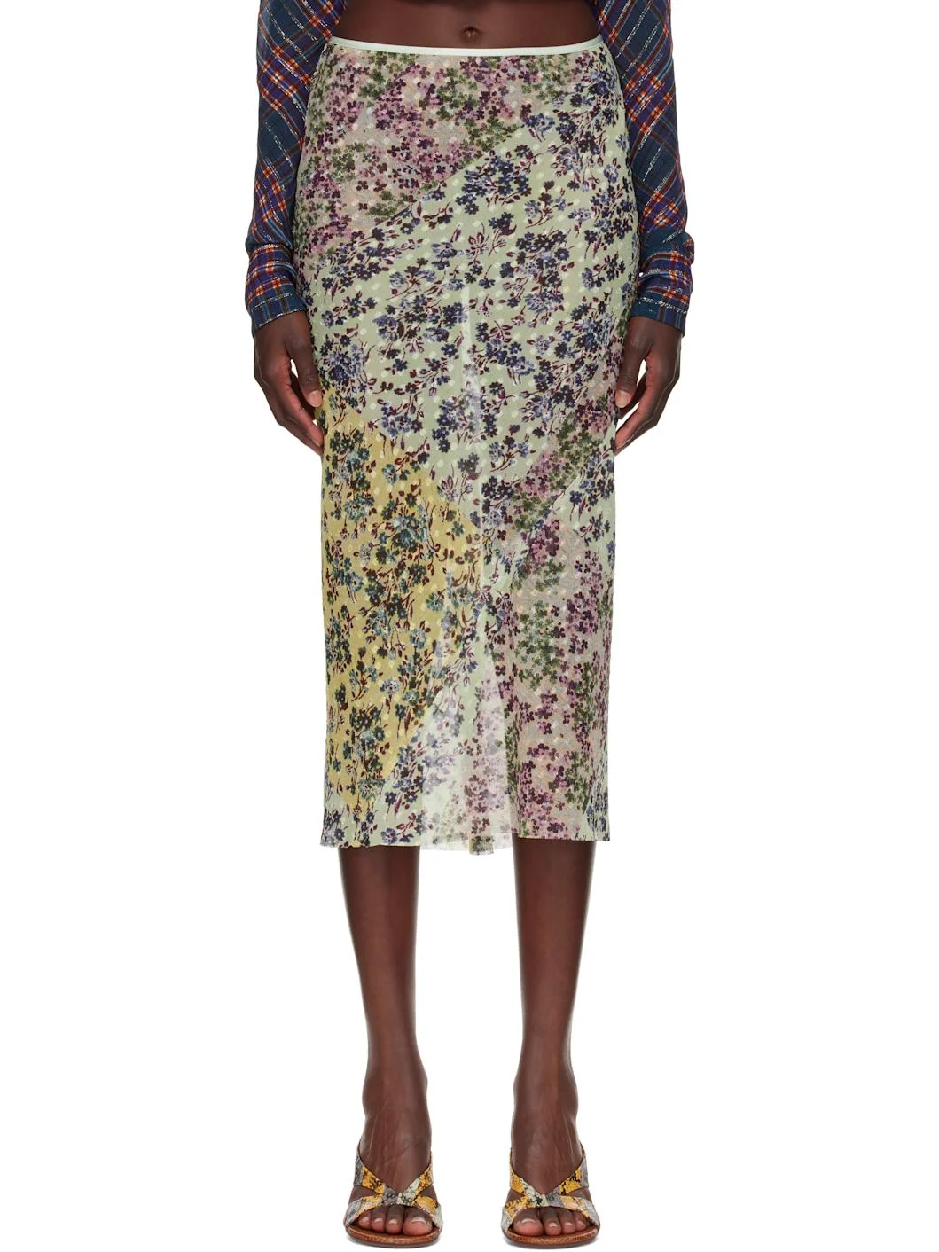 Green Jacquard Midi Skirt - 1