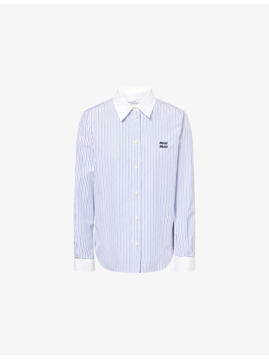 Embroidered-Logo Striped Cotton-Poplin Shirt - 1