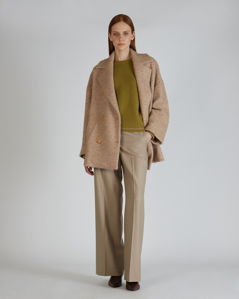 Wide fit wool bouclé peacoat 5