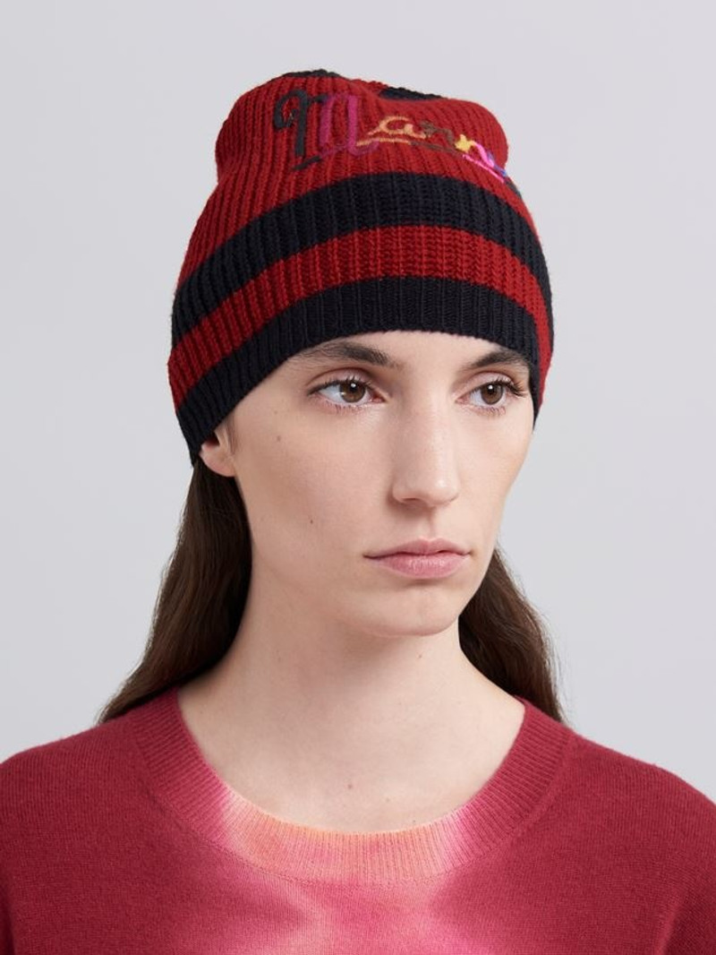 Marni BLACK AND RED SHETLAND BEANIE outlook