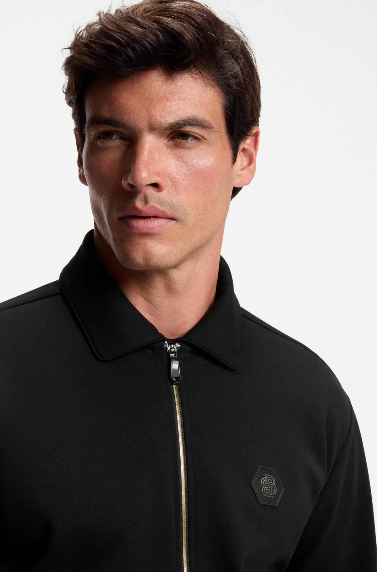 COTTON-BLEND ZIP-UP SWEATSHIRT WITH DOUBLE B MONOGRAM - 3