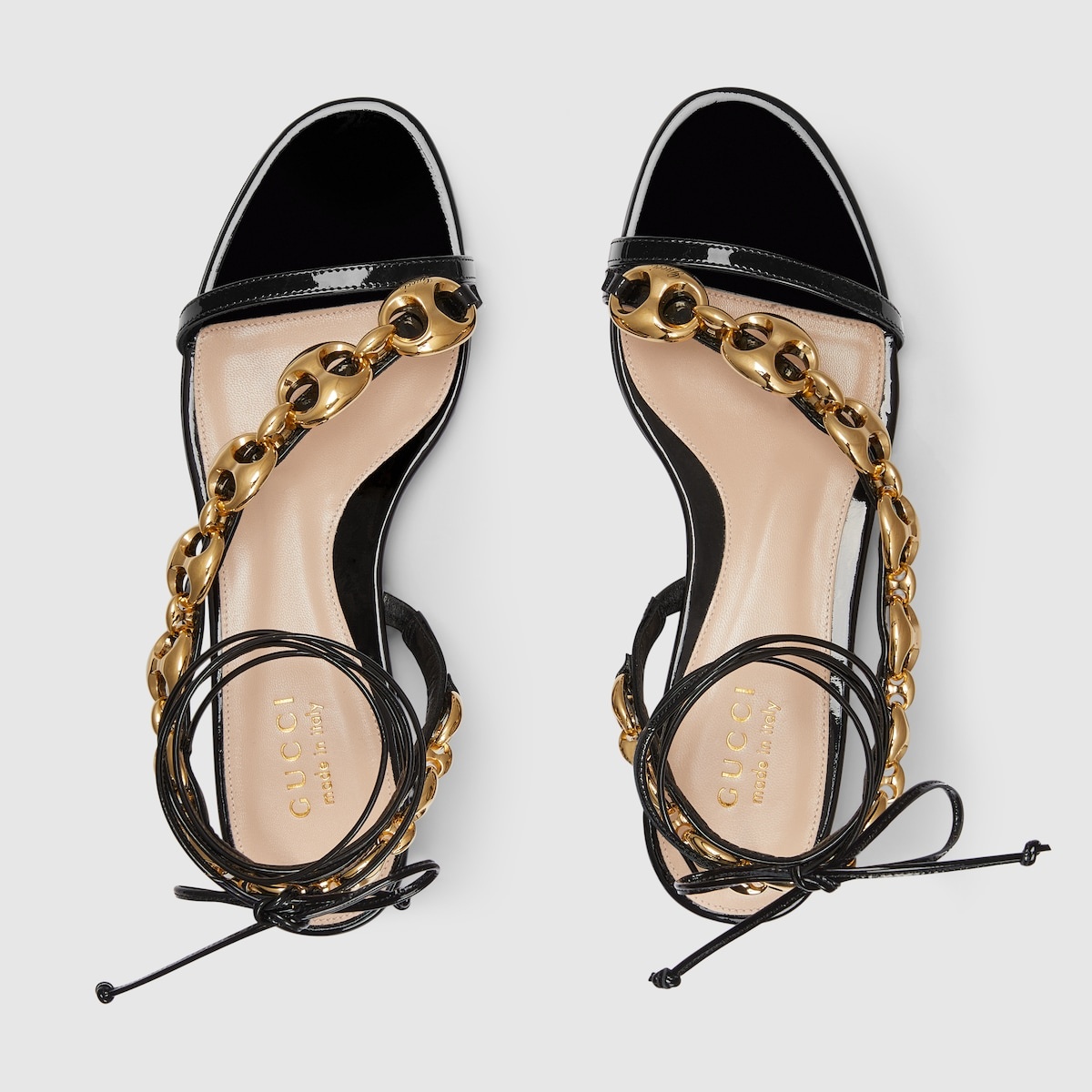 【関税&送料込】Gucci Black Leather Gucci Marina Chain Sanda GUCCI Women's Gucci Marina chain sandal | REVERSIBLE