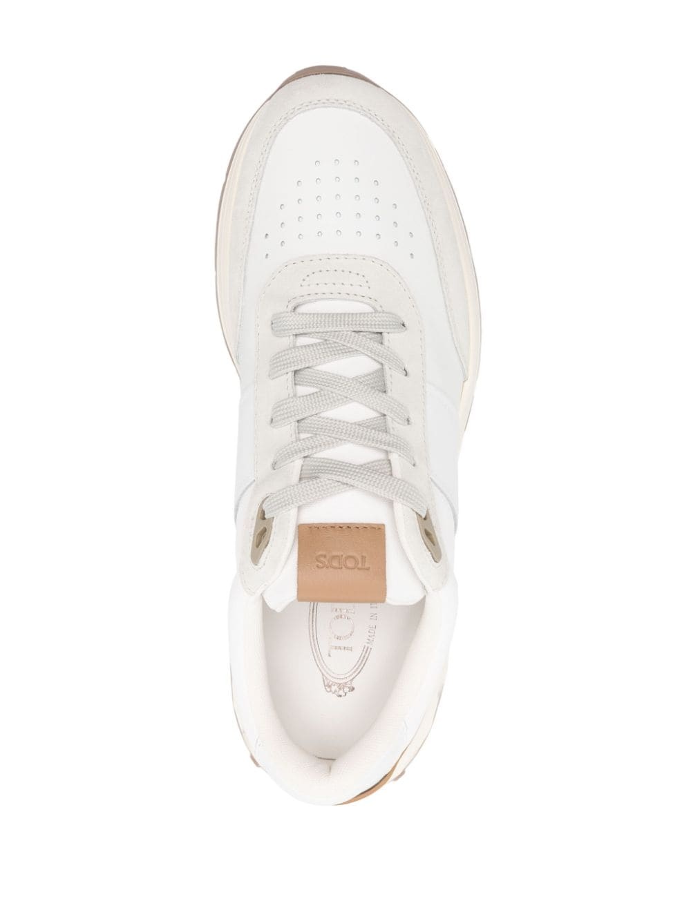 panelled leather sneakers - 4