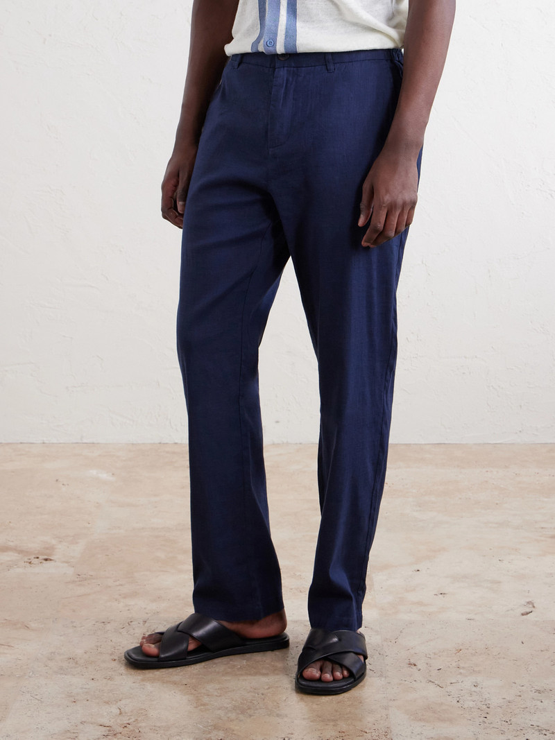 Straight-Leg Linen-Blend Trousers 3
