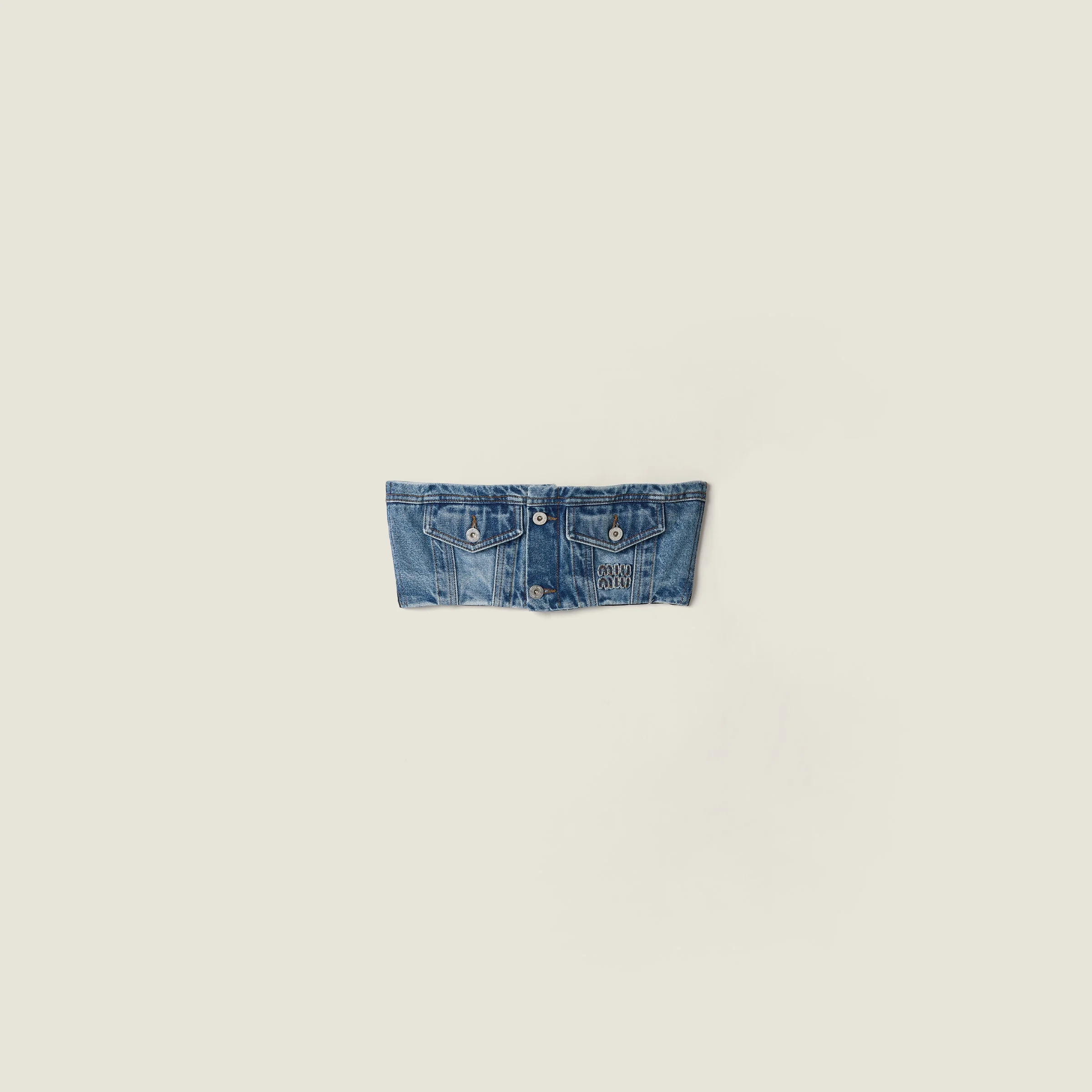 Washed denim bandeau top - 1