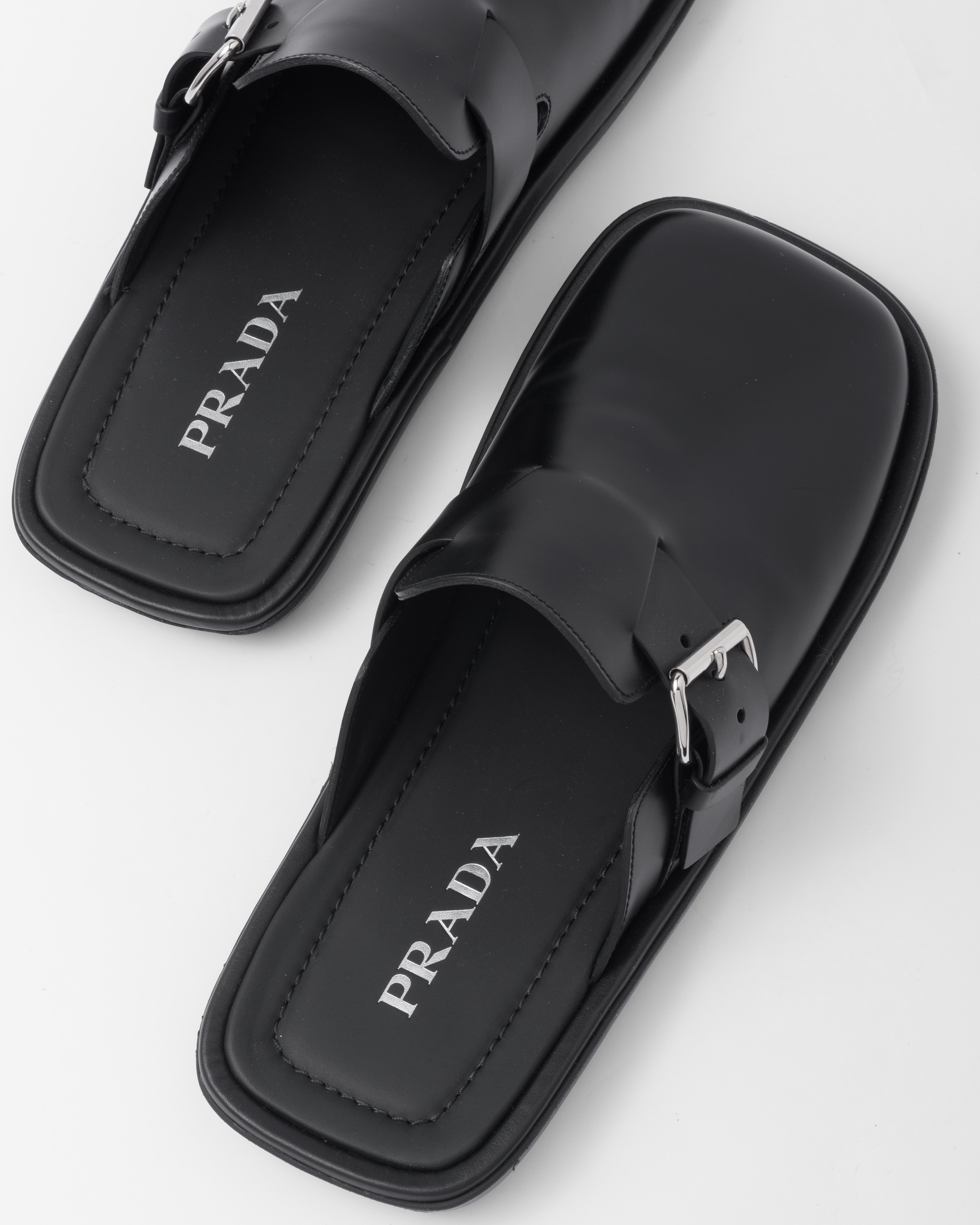 Brushed leather mules - 7