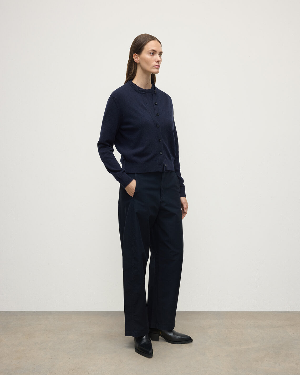 Classic Cashmere Navy Cardigan - 3