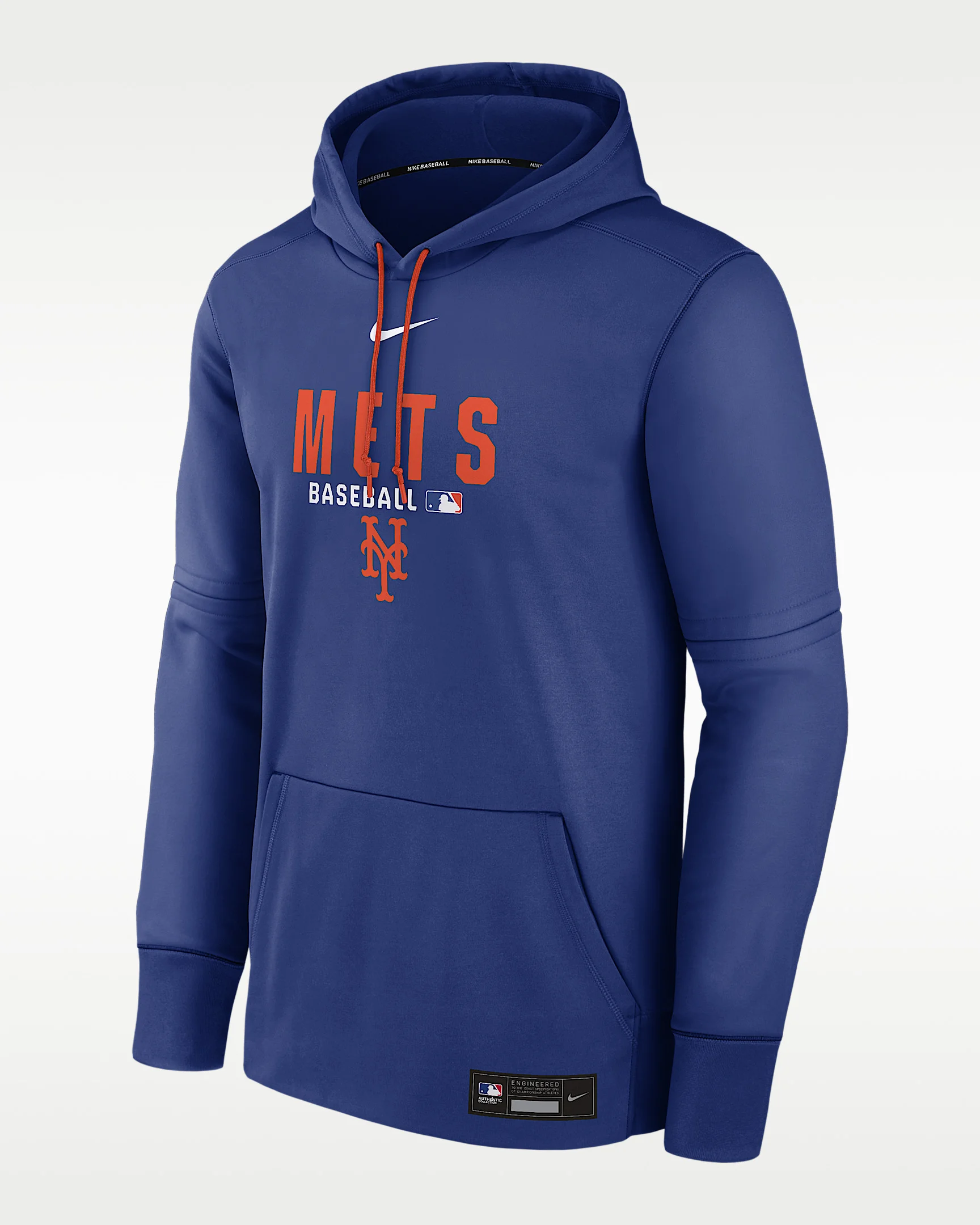 New York Mets Authentic Collection Men's Nike Therma MLB Pullover Hoodie - 1