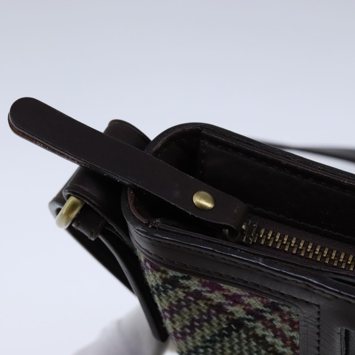 Burberry Nova Check Shoulder Bag Wool Green Brown Gold - 10