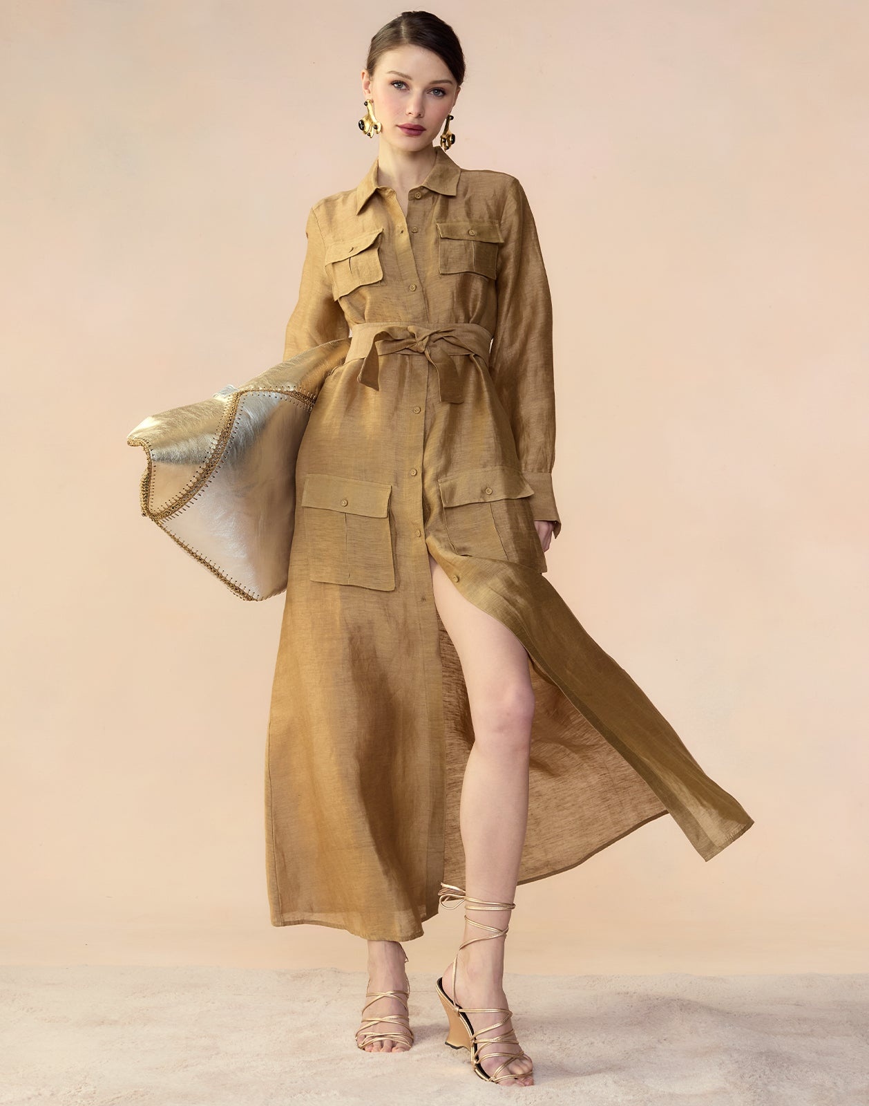 Lagos Silk Linen Shirt Dress - 8