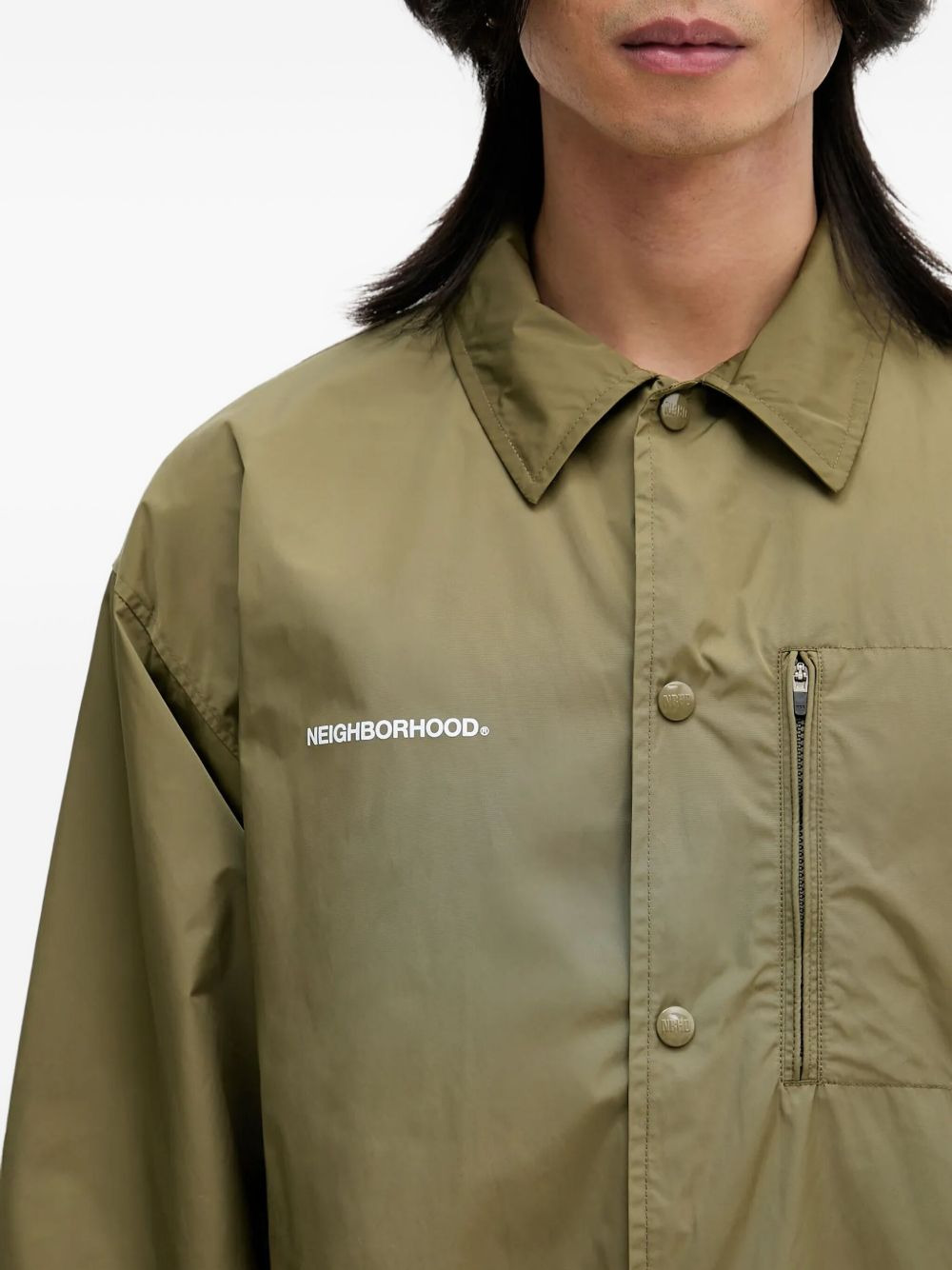logo-print button-fastening windbreaker - 4