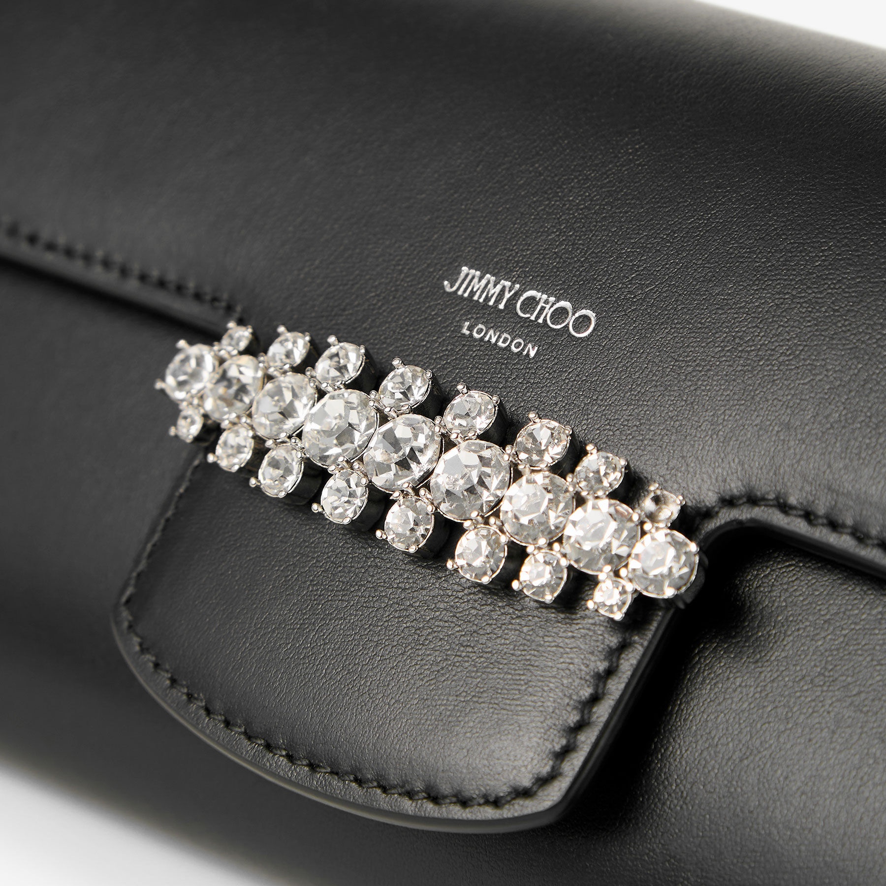Bing Wallet Chain
Black Leather Mini Shoulder Bag with Crystal Piece - 4