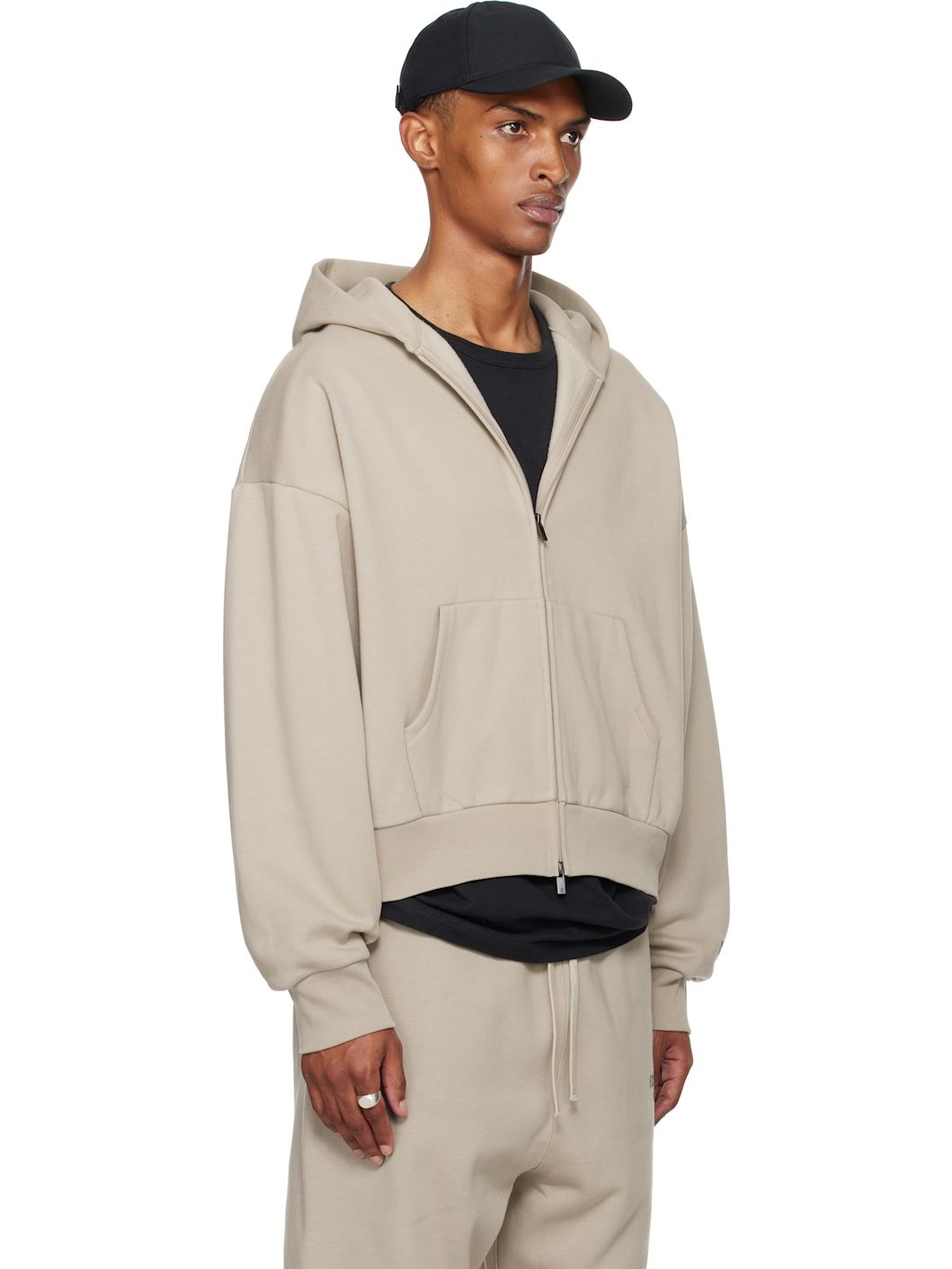 Taupe Classic Fit Fleece Zip-Up Hoodie - 2