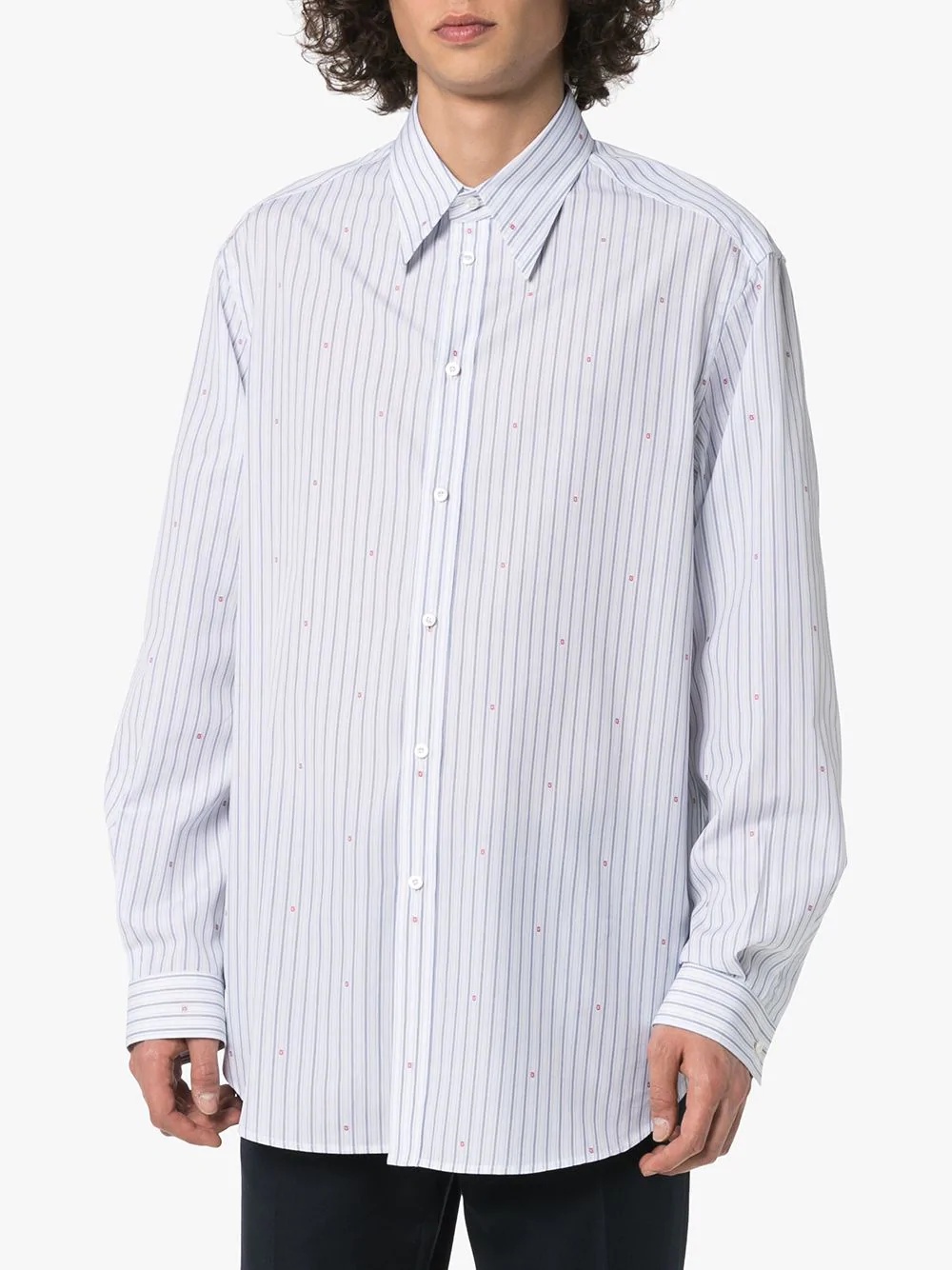 logo-print striped cotton shirt - 3