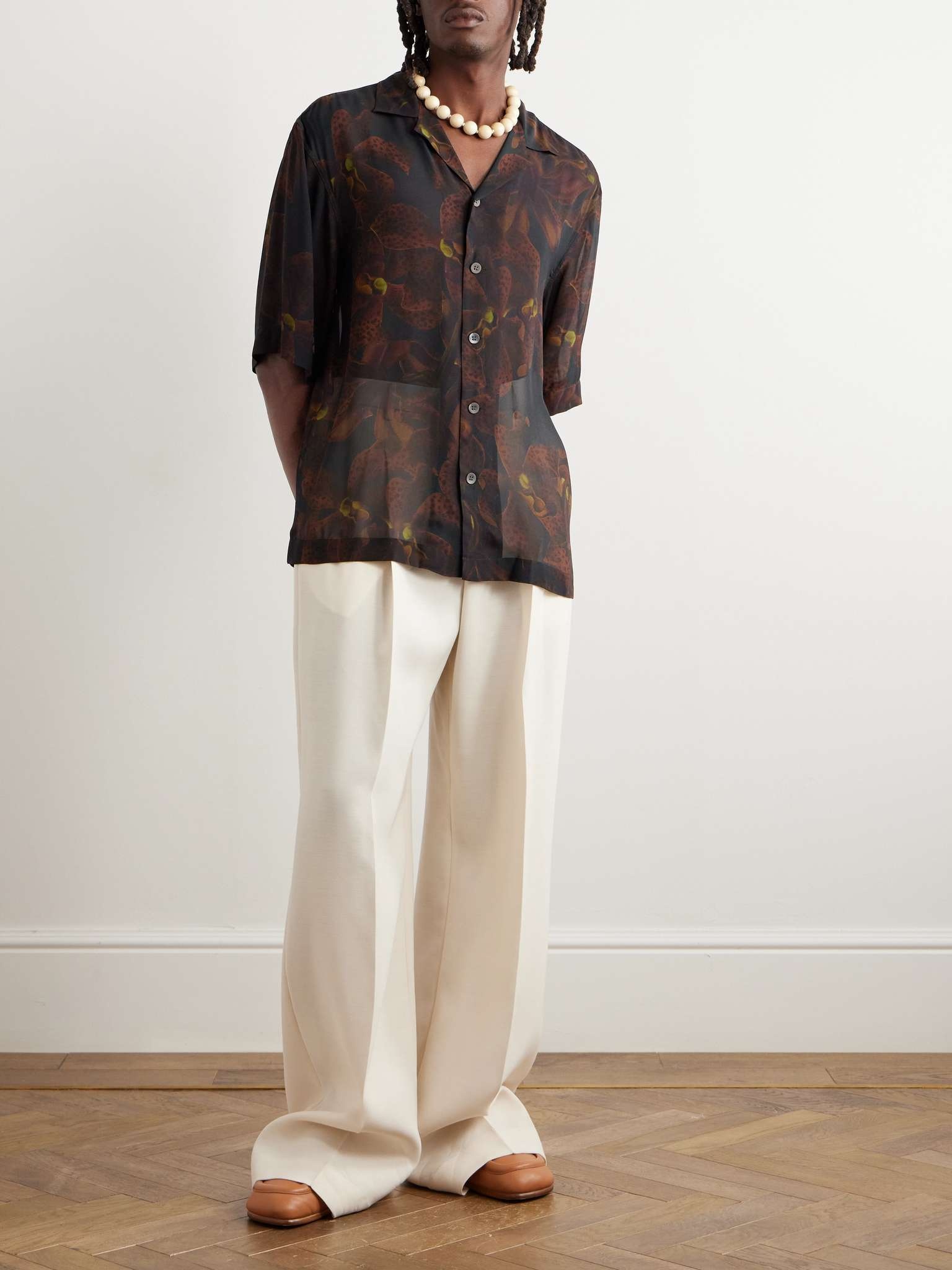 Camp-Collar Floral-Print Georgette Shirt - 2