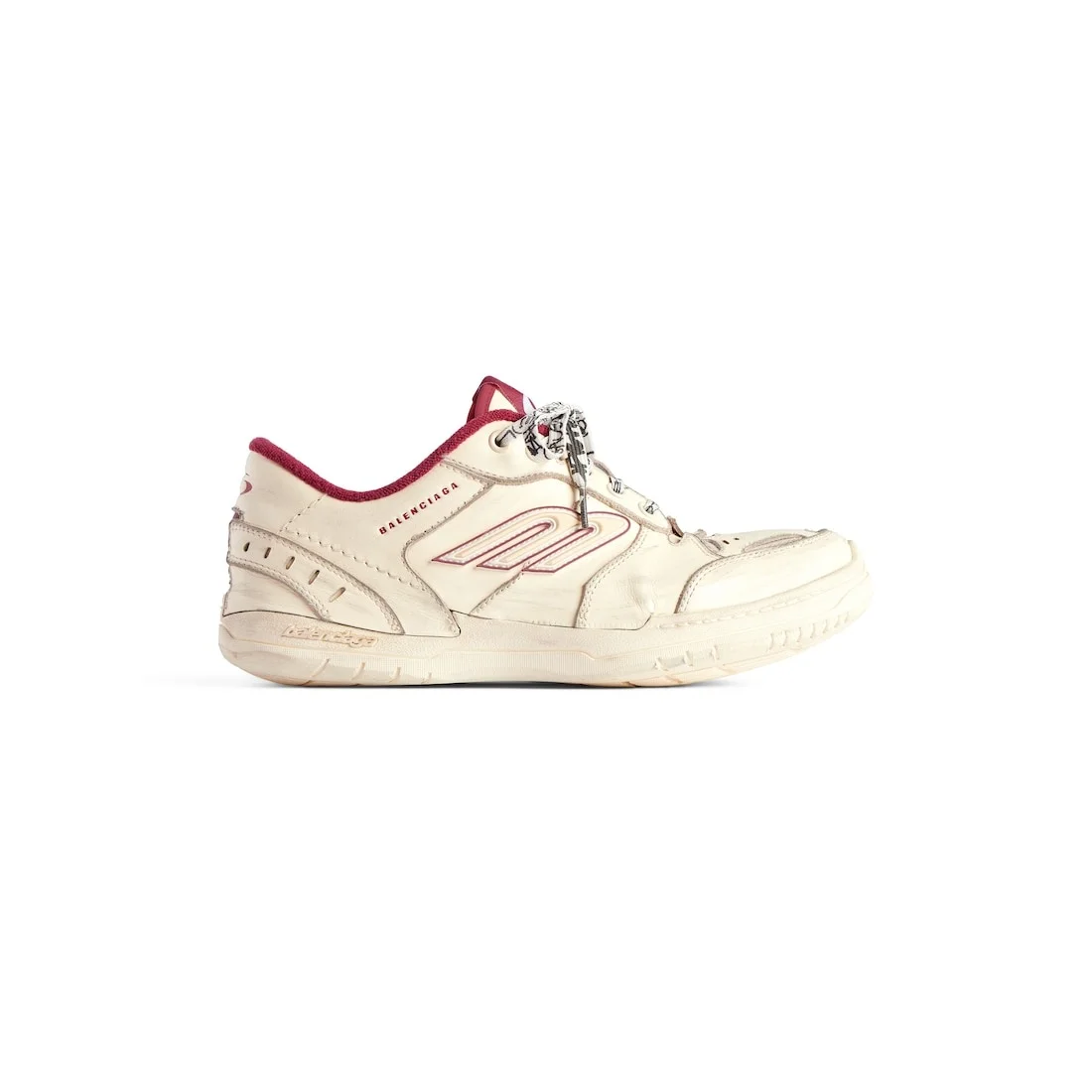 Men's Hamptons Medium Worn-out Sneaker in Off White/red - 1