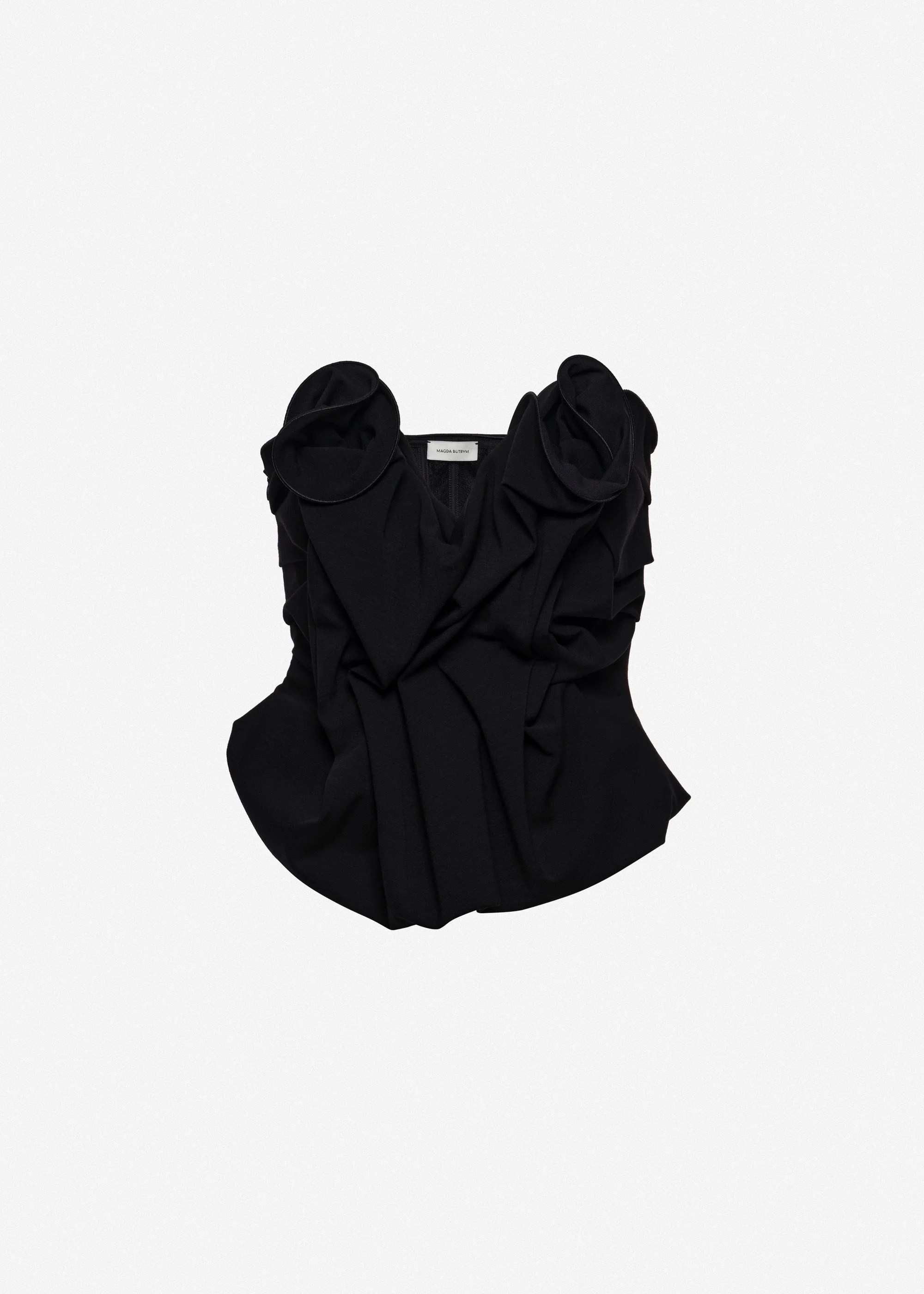 Draped corset with floral detail in black - 1