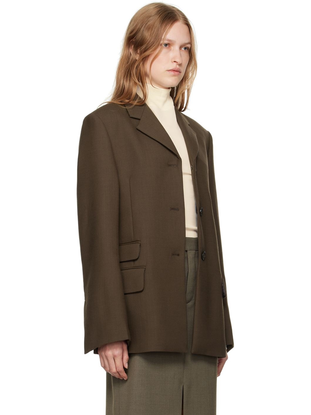 Brown Straight Blazer - 2