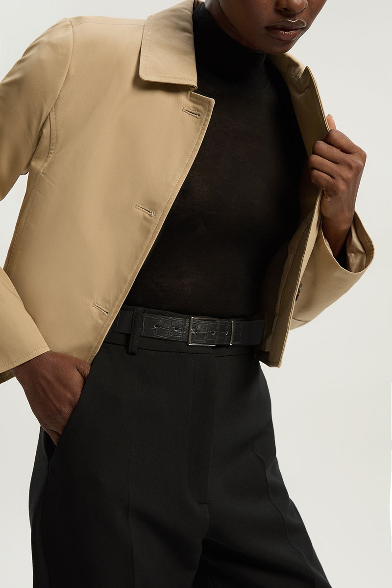 Croc Effect Leather Square Buckle Belt 1