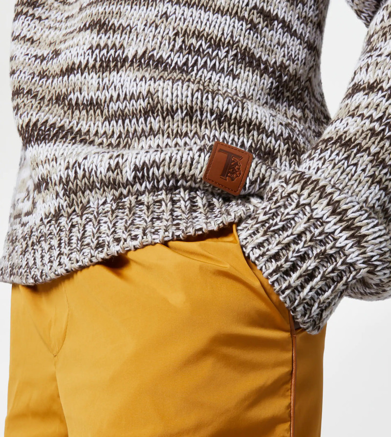JUMPER IN MOULINÉ COTTON - BROWN, OFF WHITE 9