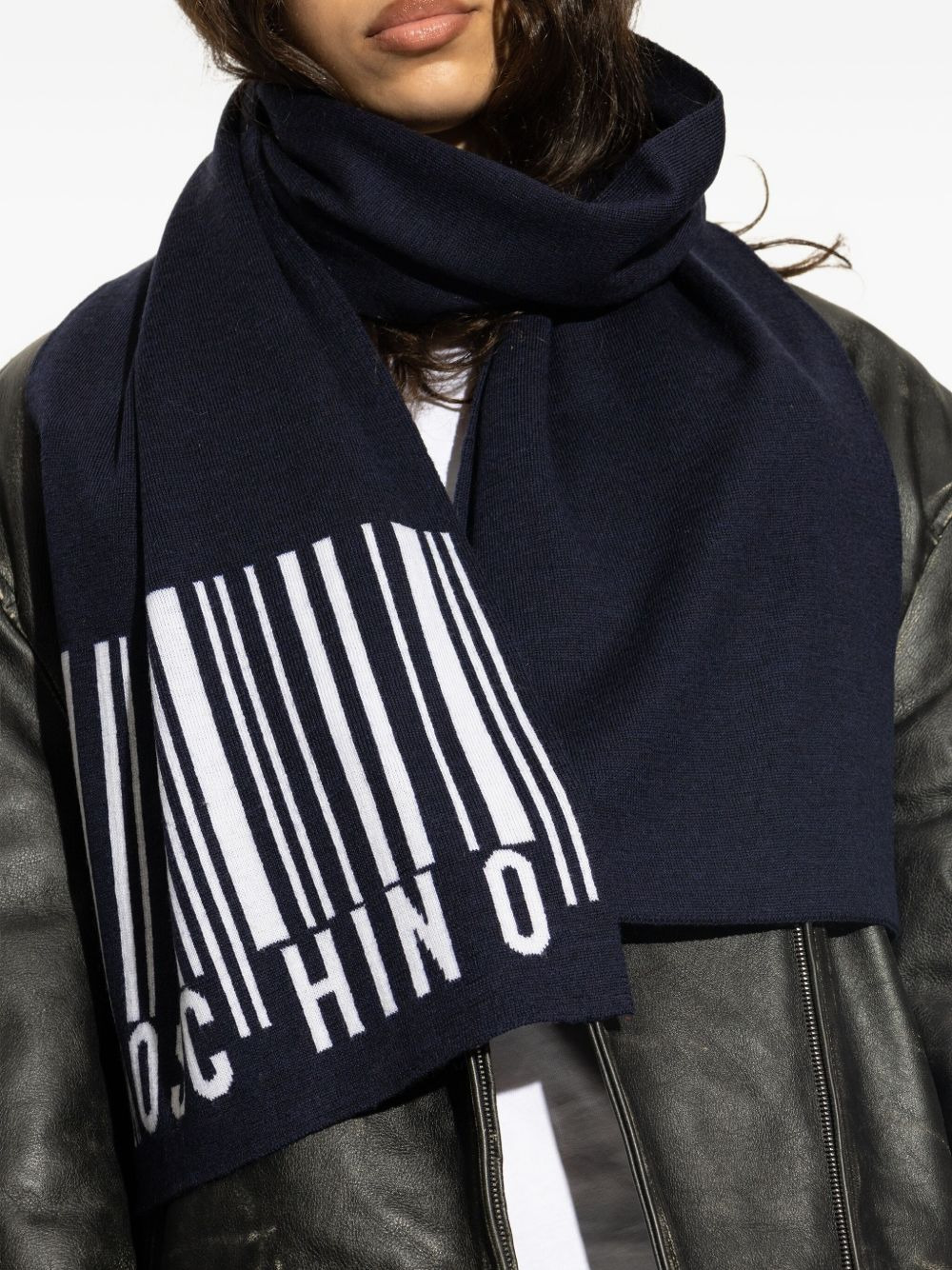 barcode-logo wool scarf - 3