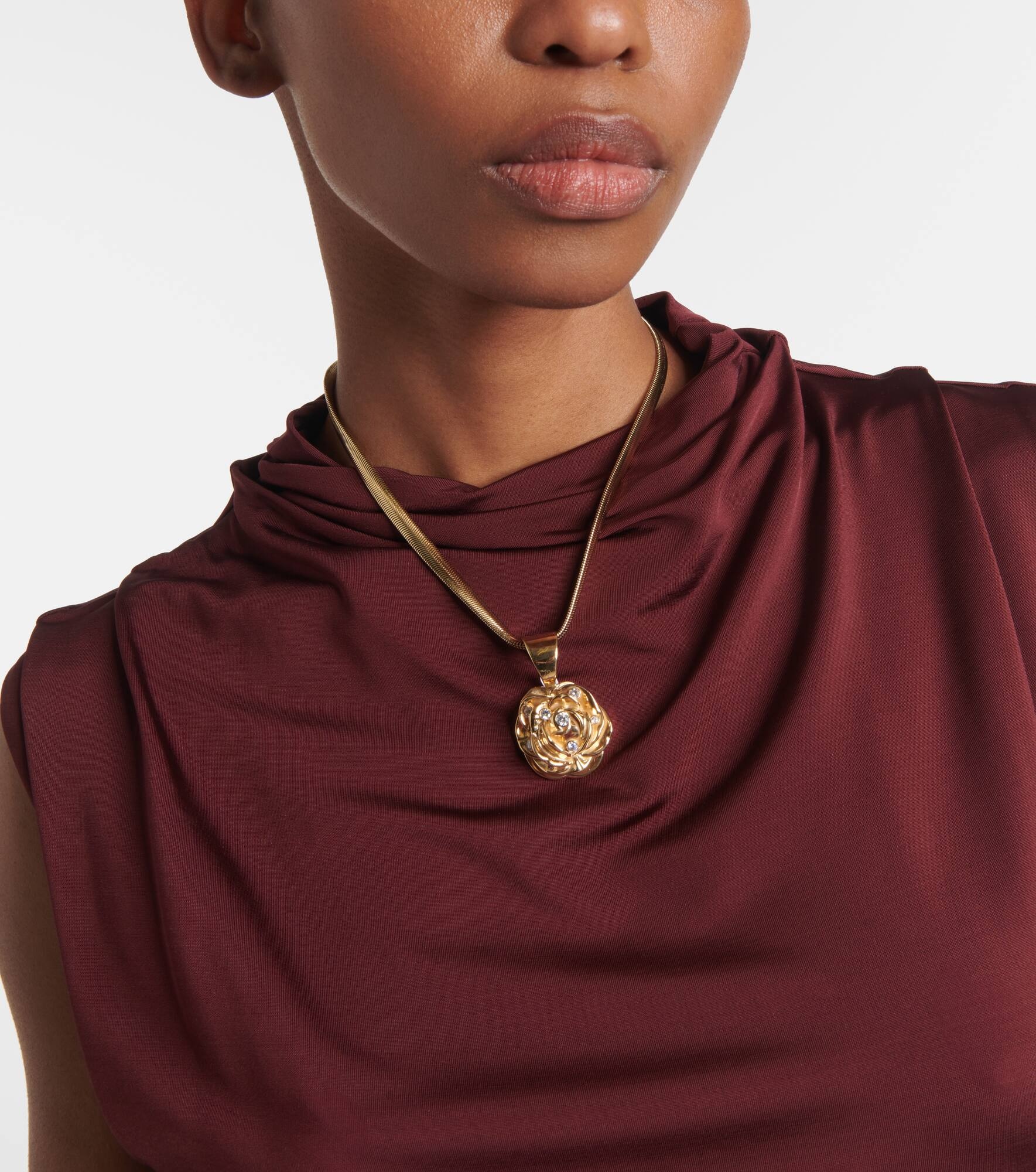 Floral crystal-embellished pendant necklace - 3