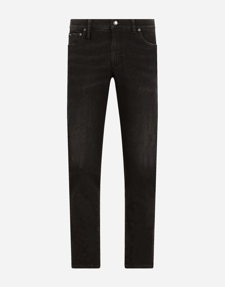 Dark gray wash slim-fit stretch jeans - 1