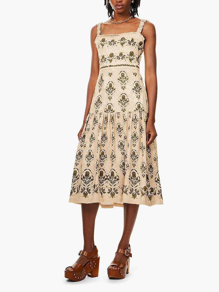 Nispero flower-print woven midi dress - 3