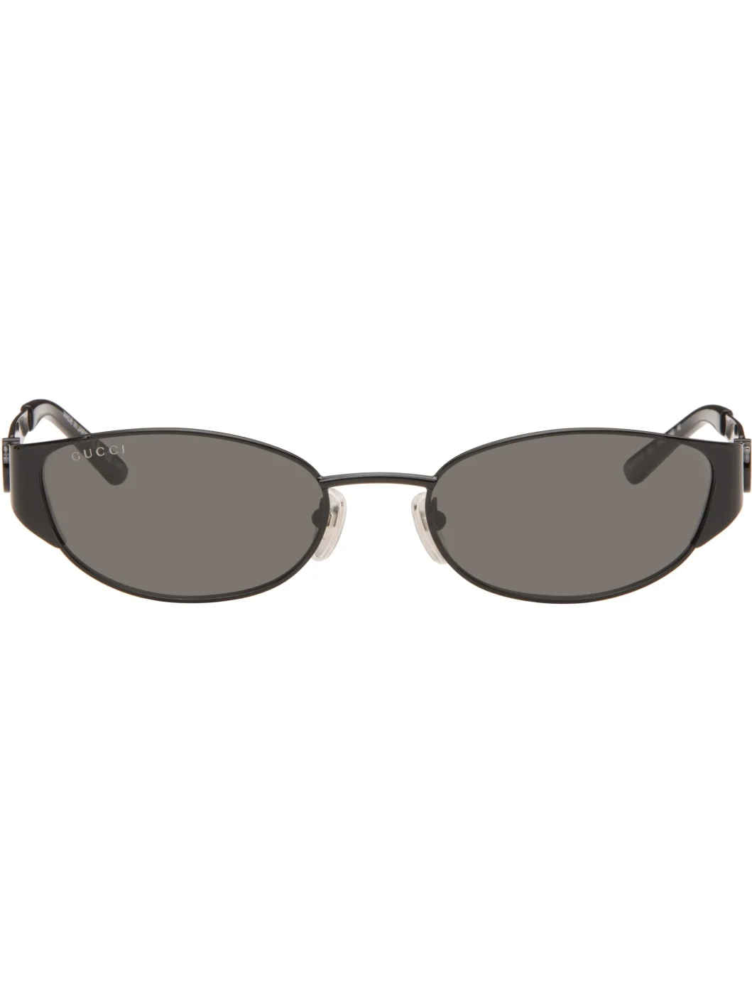 Black Oval-Frame Sunglasses - 1