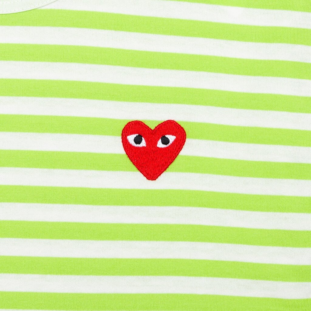 COMME DES GARCONS PLAY PASTELLE WOMEN'S STRIPED L/S SHIRT - GREEN - 4