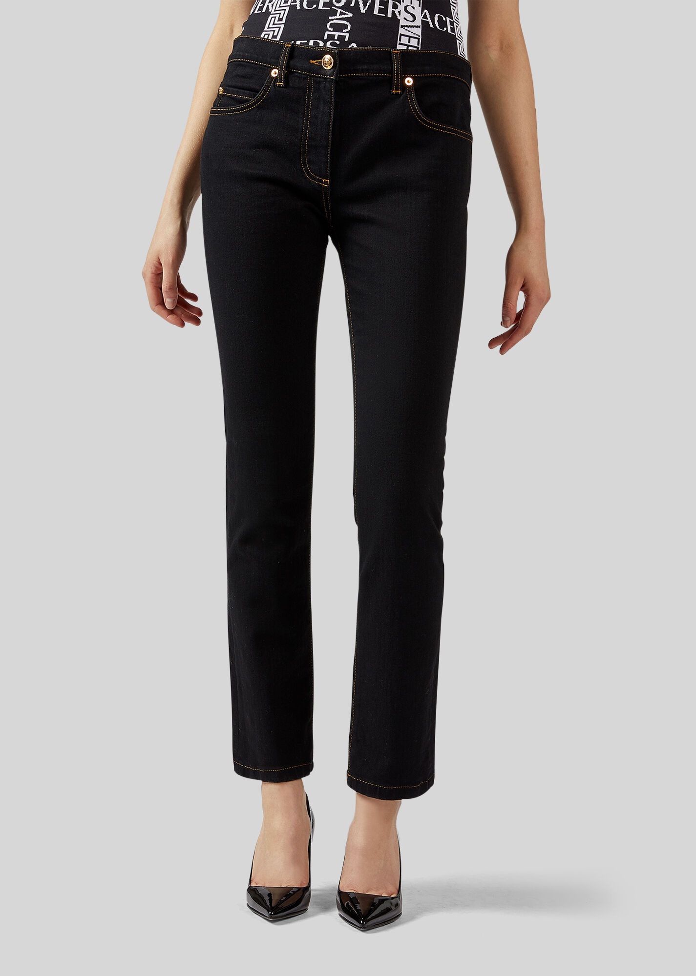 Medusa Motif Straight Leg Jeans - 2