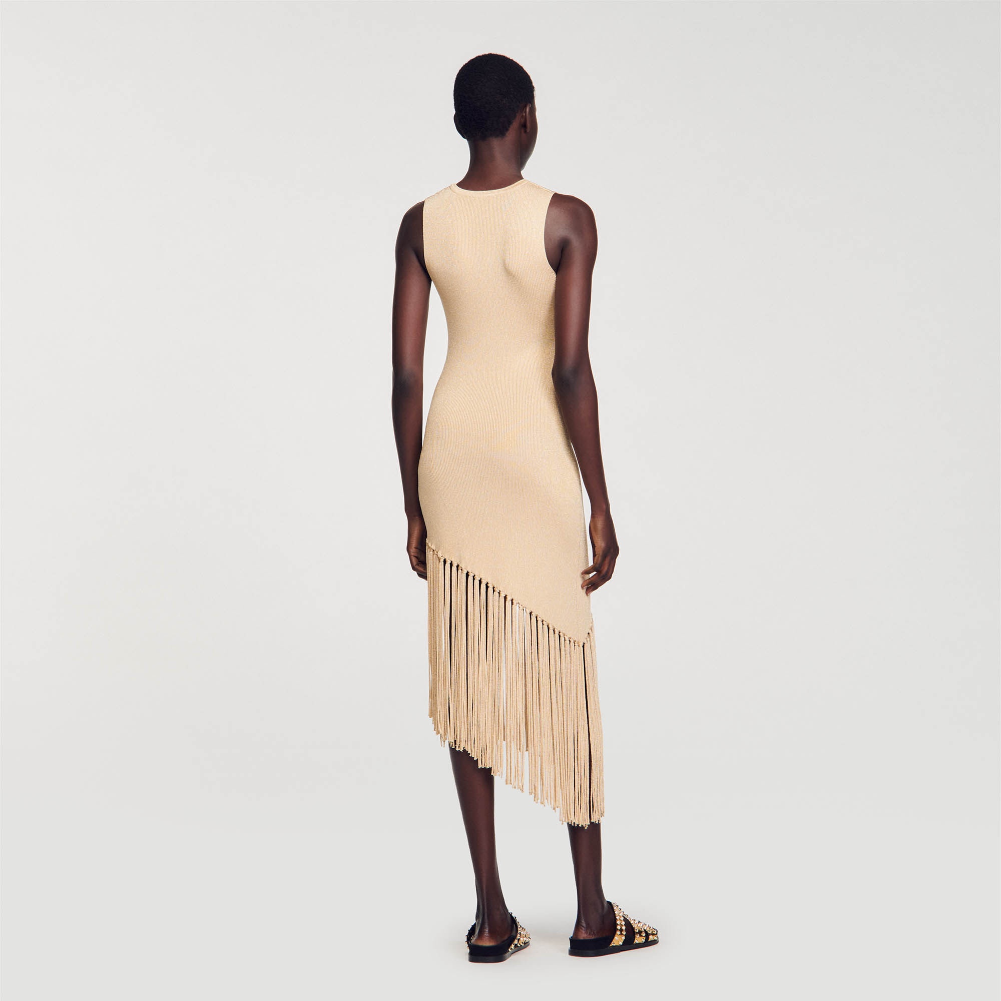 ASYMMETRICAL FRINGED MAXI DRESS - 6