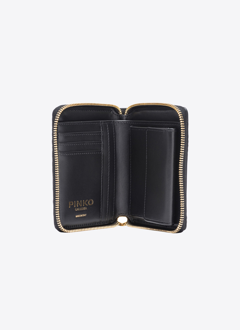 PINKO GALLERIA SQUARE LEATHER WALLET IN SHINY CROC-PRINT LEATHER 4