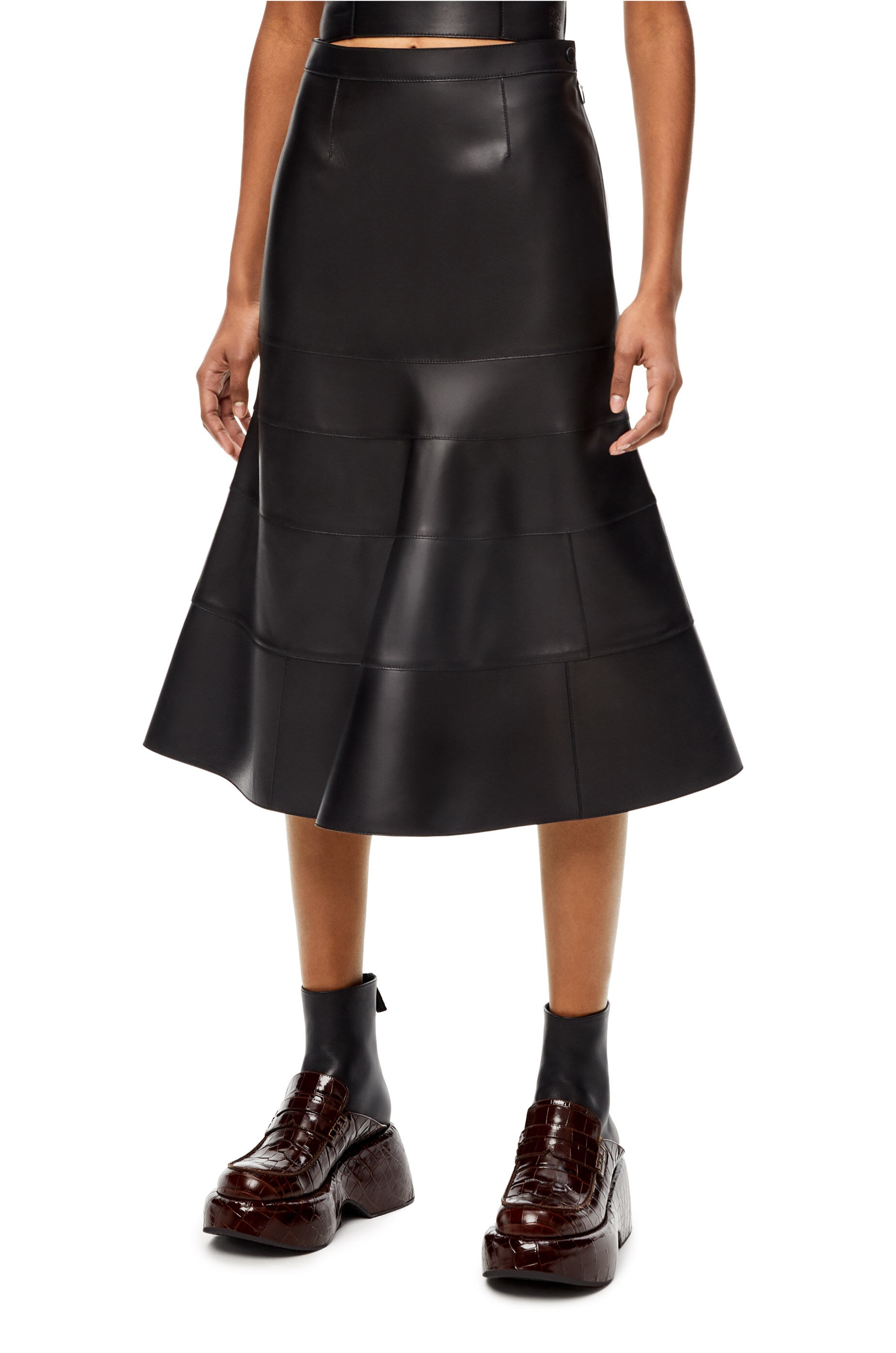 Godet skirt in nappa - 3
