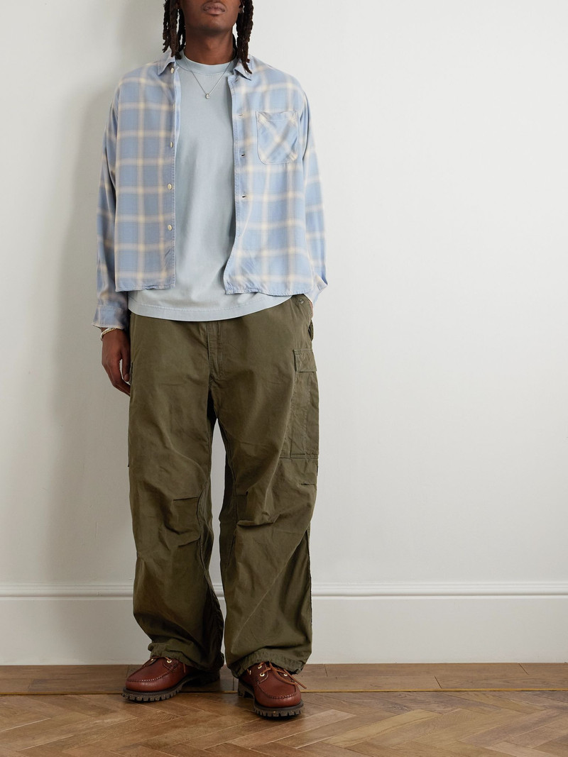 Wide-Leg Cotton-Canvas Drawstring Cargo Trousers Green 2