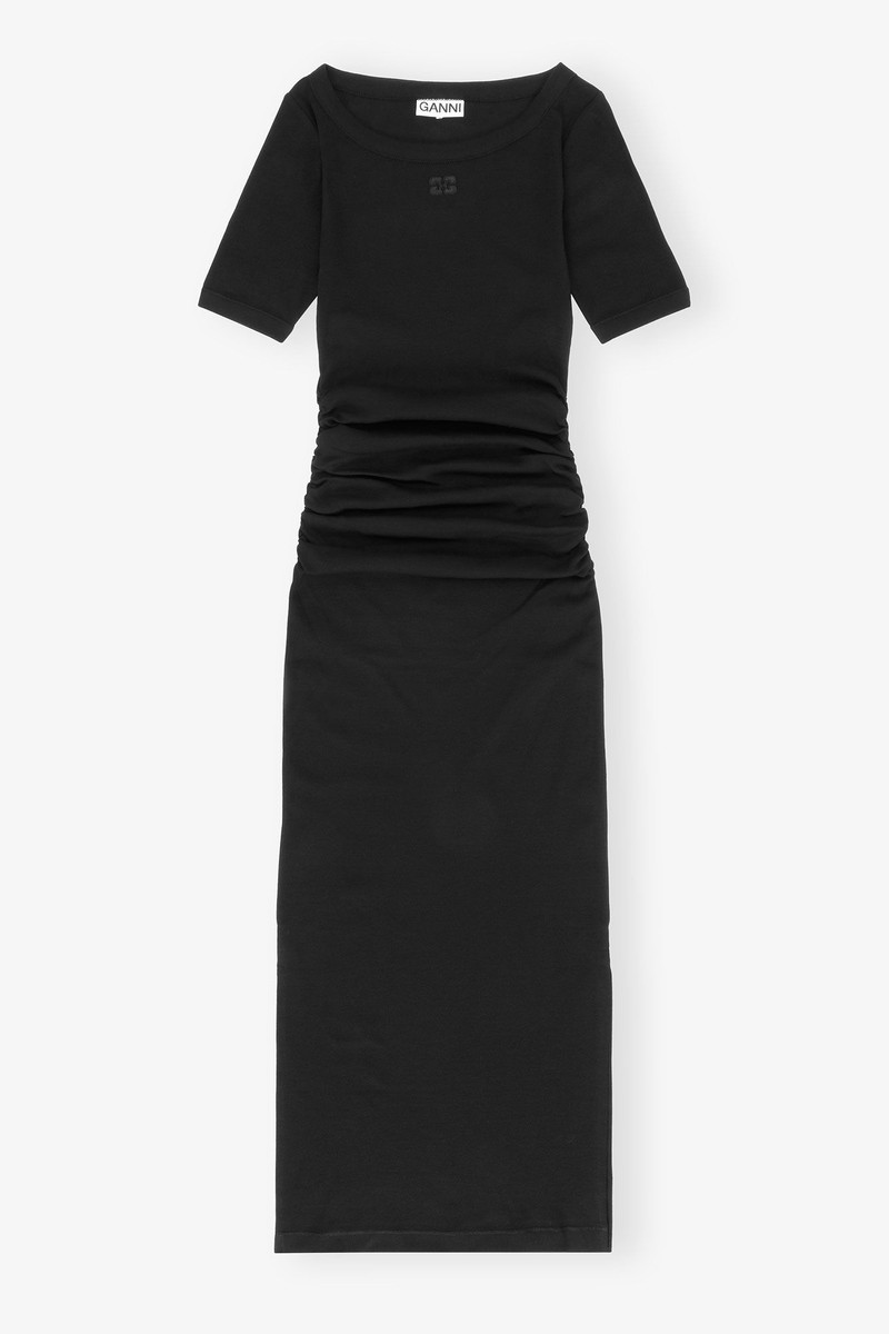BLACK SOFT COTTON RIB DRESS 1