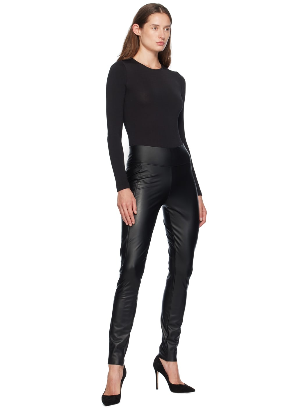 Black Edie Forming Faux-Leather Leggings - 4