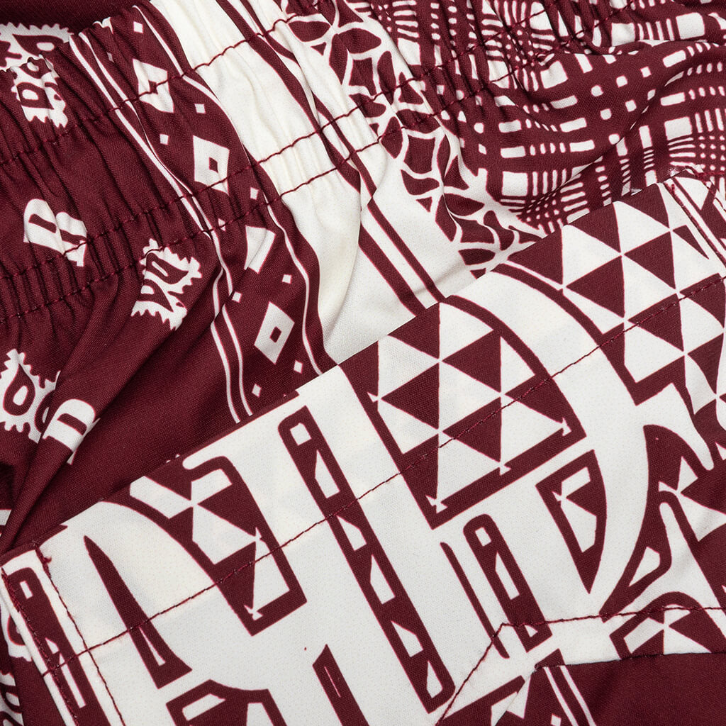 RHUDE CARD PRINT SWIM SHORT - MAROON/WHITE - 3