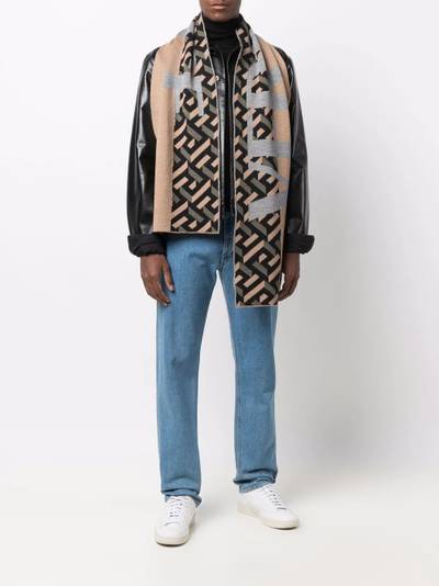 VERSACE Greca-print knitted scarf outlook