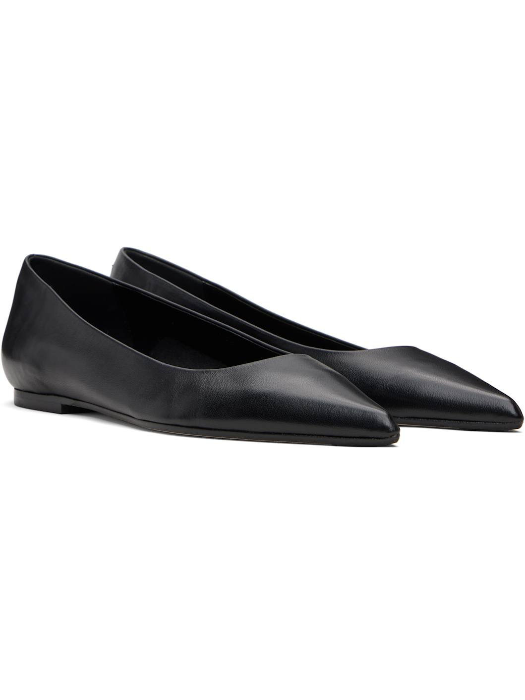Black Cassy Pointed-Toe Ballerina Flats - 4