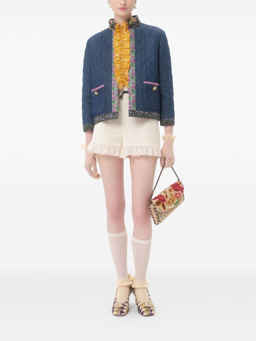quilted floral cardigan - 2