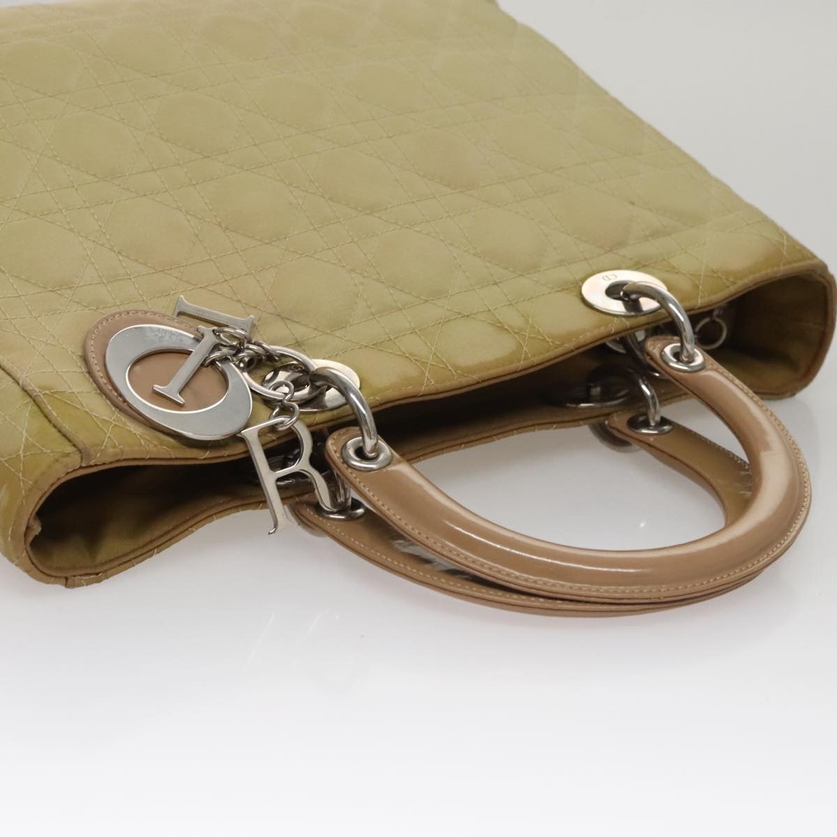 DIOR Canage Hand Bag Nylon Beige Silver - 6