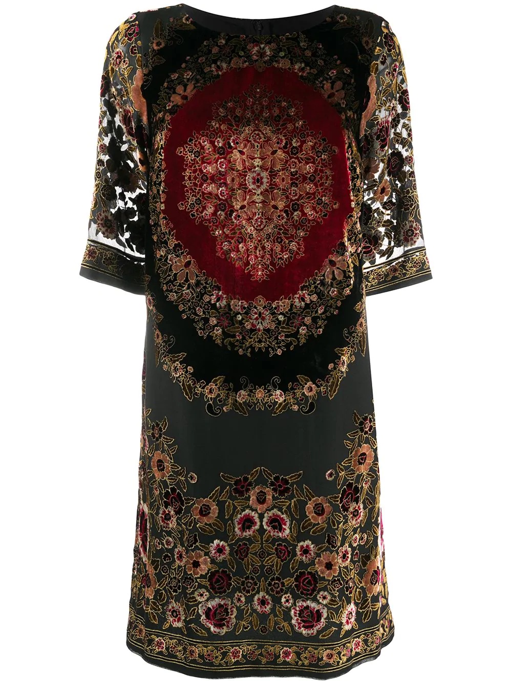 floral embroidered shift dress - 1