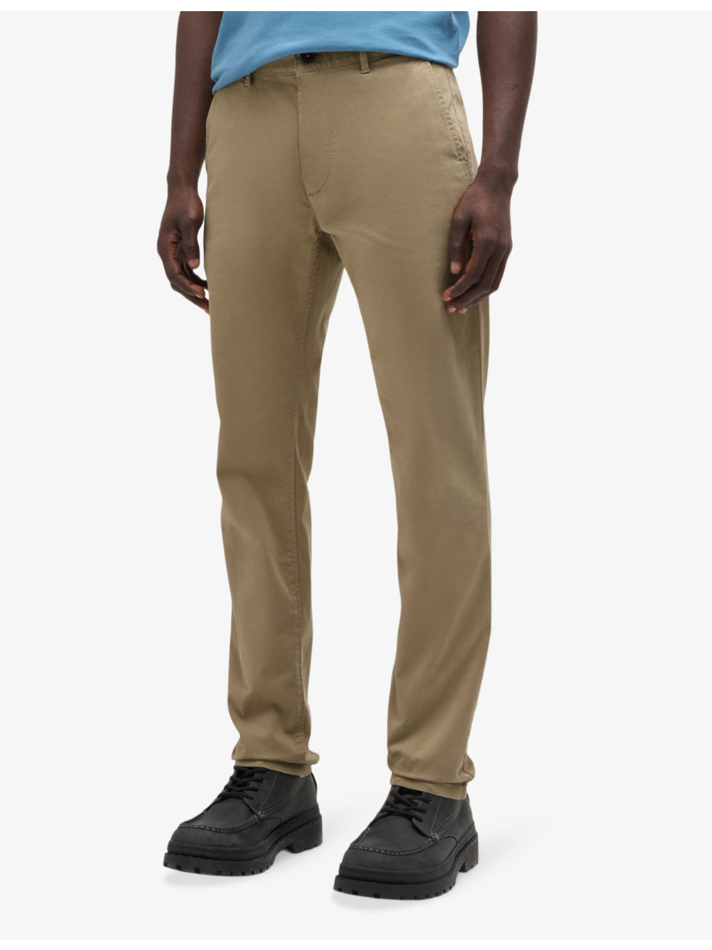 Casual slim-fit straight-leg stretch-cotton trousers - 3