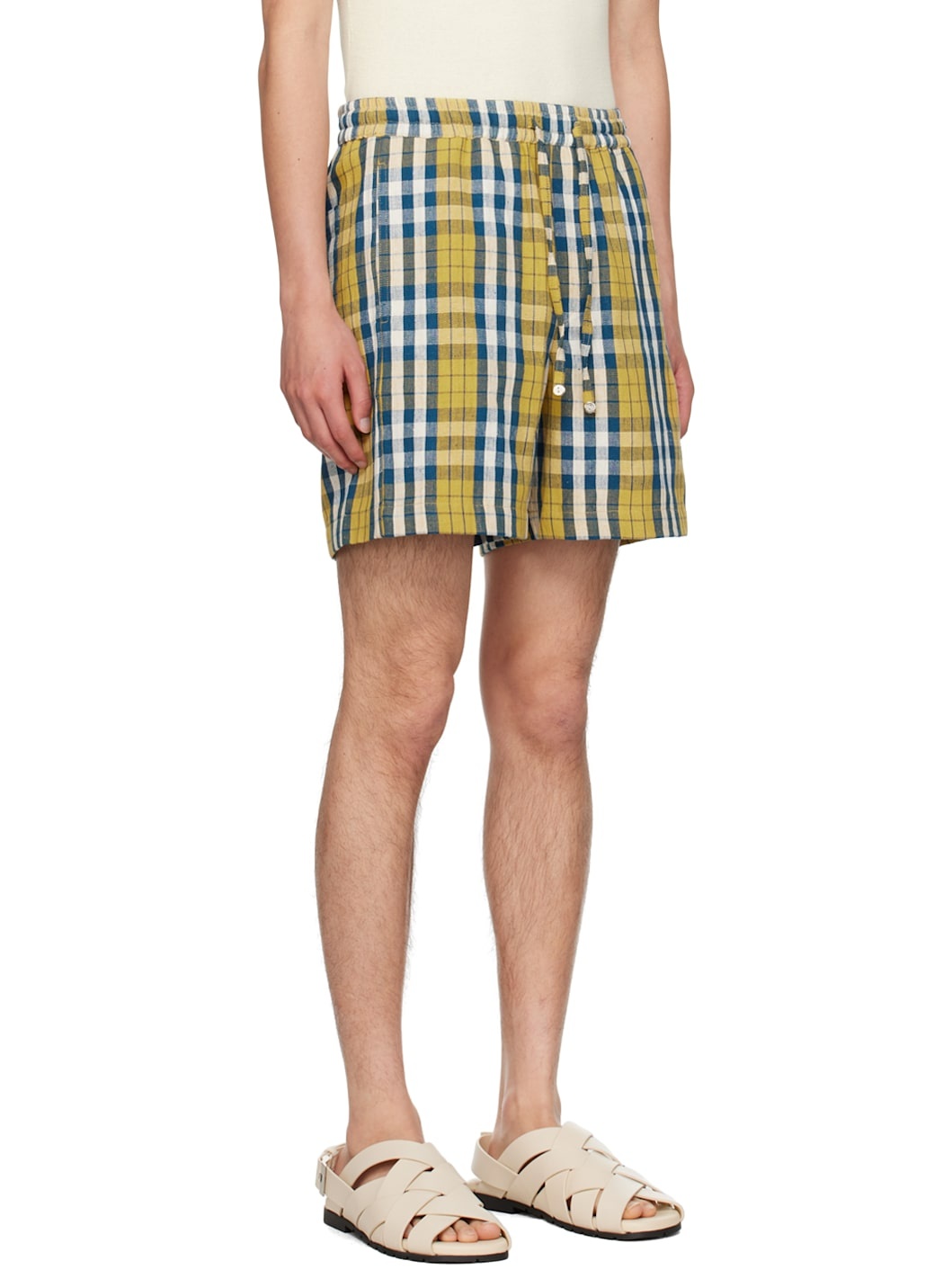 Yellow & Blue Check Shorts - 2