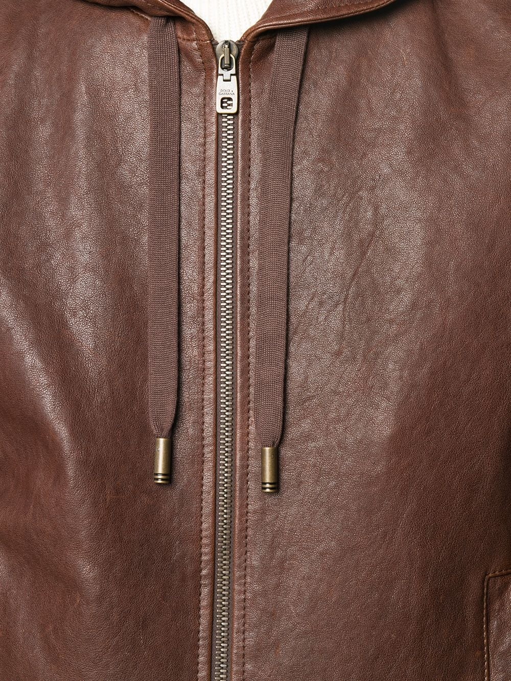 hooded leather jacket - 5